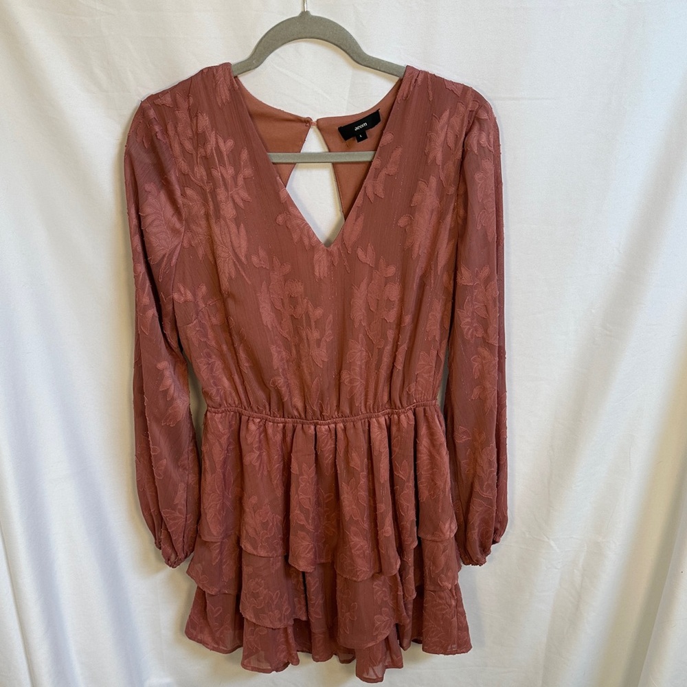 Aeom Boutique Metallic Dusty Rose Peplum Dress